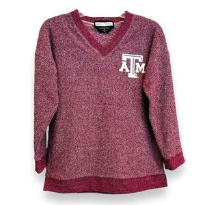 Woolly Threads Sz Small Crimson Texas A&M The Campus V-Neck Pullover Sweatshirt